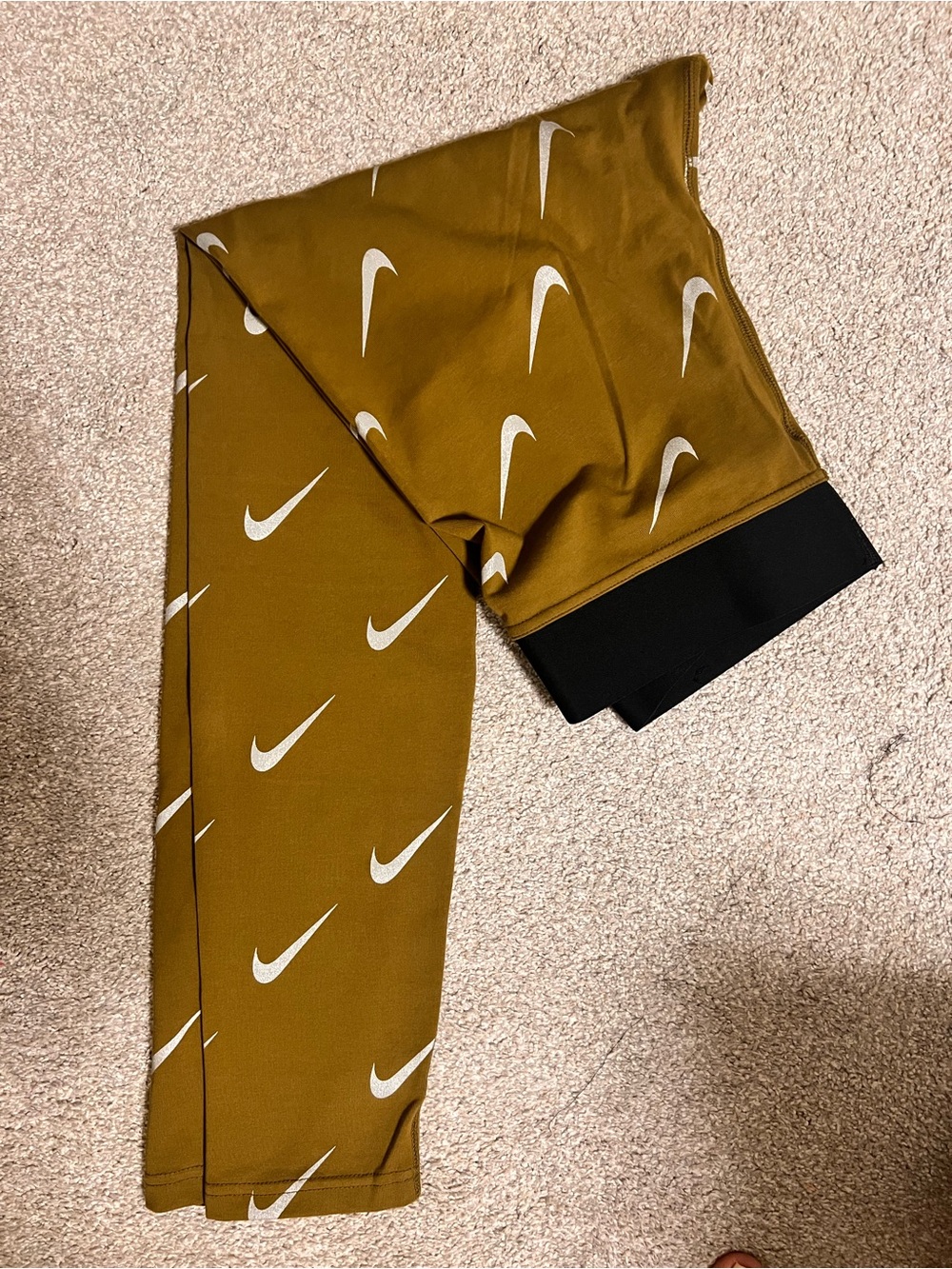 Nike Women Olive Green Logo Leggings Size L